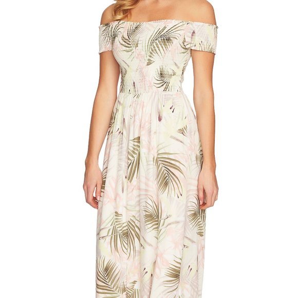 CeCe Dresses & Skirts - NWT CeCe Off The Shoulder Soft Palm Maxi Dress